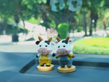 Crochet Smiley Cow Car Dashboard Decor, Chunky Overalls Cow Car Accessory, Cute Interior Car Accessory for Women/Teens/Men, Gifts for Couple