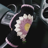 Adjustable Steering Wheel Cover, Crochet Daisy Steering Wheel Cover, Cute Car Interior Accessory for Women, Boho Steering Wheel Cover