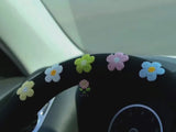 Ice Silk Steering Wheel Cover, Rainbow Daisy Embroidery Patch Steering Wheel Cover, Car Interior Accessory, Boho Steering Wheel Cover