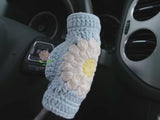 Crochet Sakura Steering Wheel Cover, Adjustable Steering Wheel Cover, Cute Car Interior Accessory for Women, Boho Steering Wheel Cover