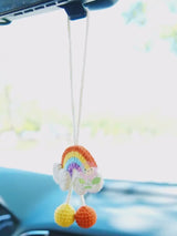 Crochet Rainbow Car Hanging Accessories, Cute Car Rear View Mirror Accessory, Boho Car Accessories Interior for Women, Graduation Gift