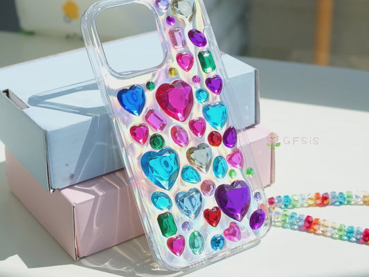 Sparkly Heart Gem Rhinestone Bling 3D Phone Case