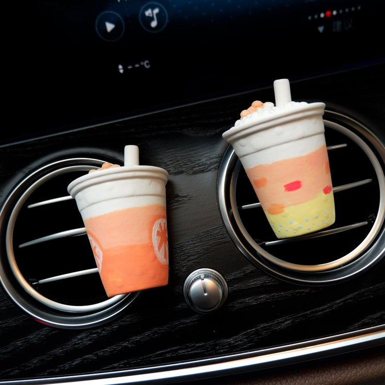 2Pcs Bubble Milk Tea Car Vent Clips