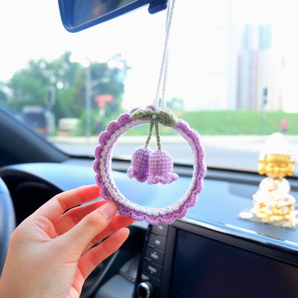 Crochet Car Mirror Hanging Accessories- Bell Orchid