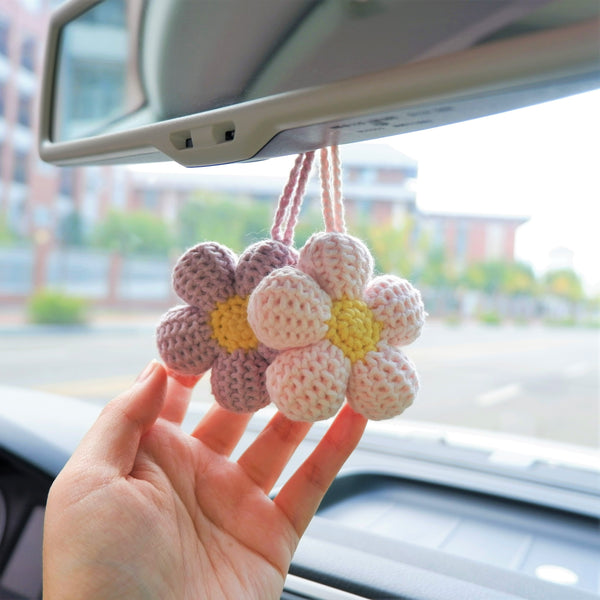 2Pcs Kawaii Car Hanging Accessories- Waffle Flower