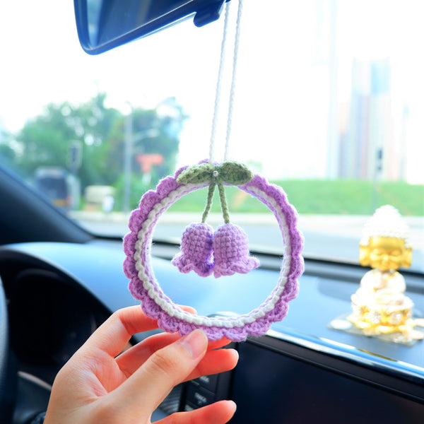 Crochet Car Mirror Hanging Accessories- Bell Orchid