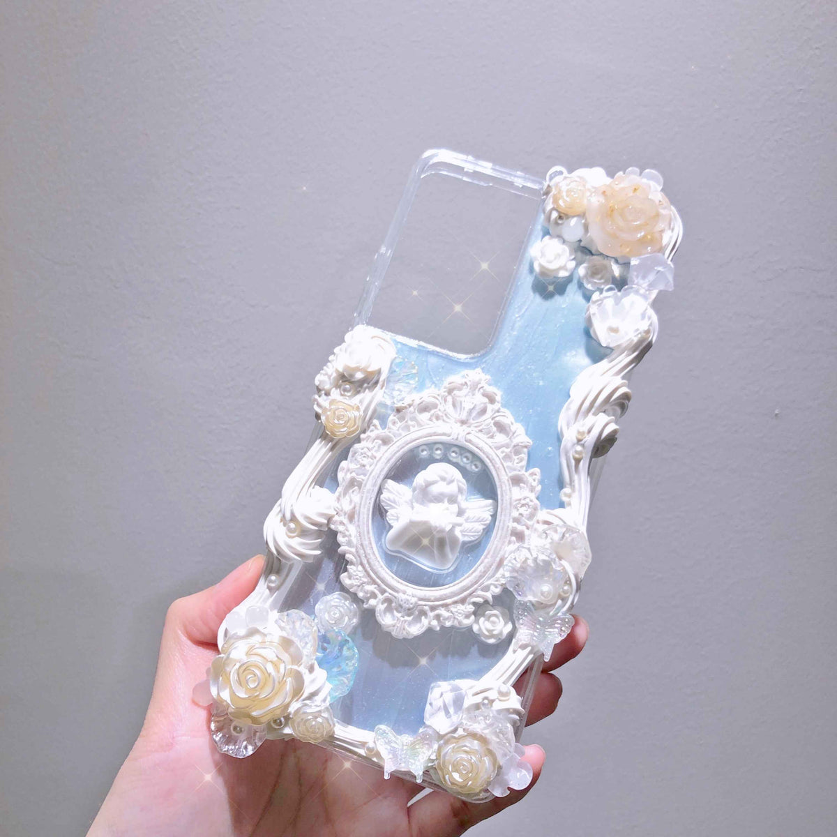 Handmade cherub phone case gift for vintage accessory lovers