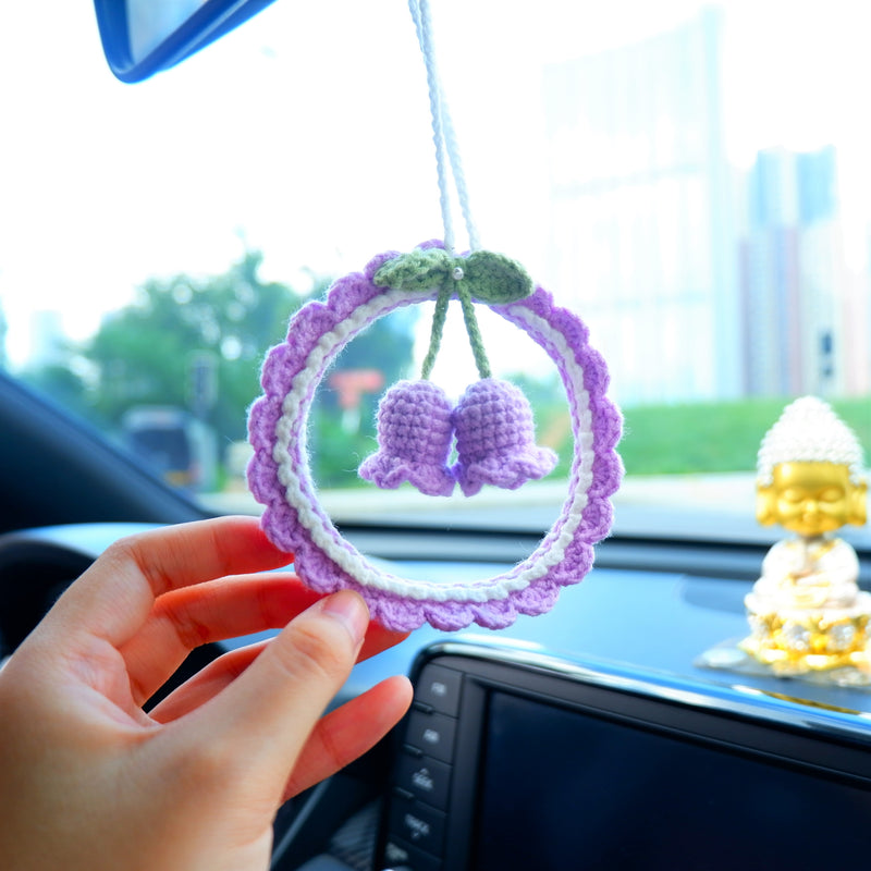 Crochet Car Mirror Hanging Accessories- Bell Orchid