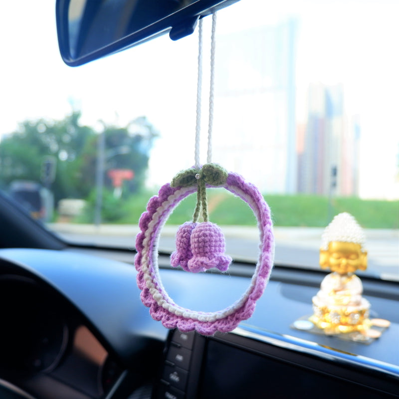 Crochet Car Mirror Hanging Accessories- Bell Orchid