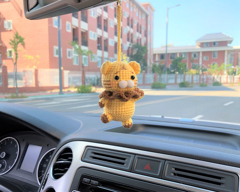 Crochet Car Mirror Hanging Accessory- Tiger