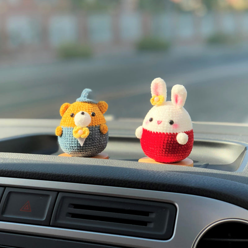 Crochet Car Dashboard Decor- Mr. Bear & Ms. Bunny