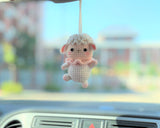 Crochet Car Mirror Hanging Accessory- Sheep