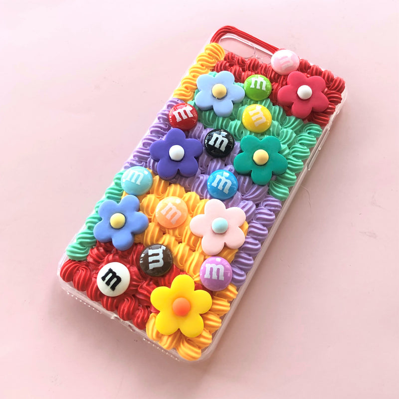 Rainbow Flowers Decoden Phone Case- Full Whip