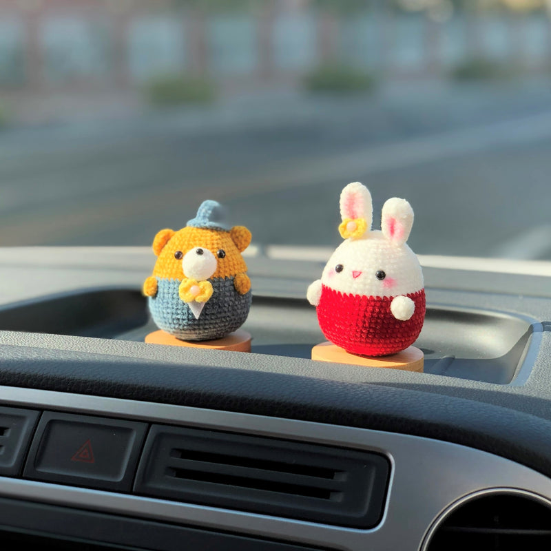 Crochet Car Dashboard Decor- Mr. Bear & Ms. Bunny