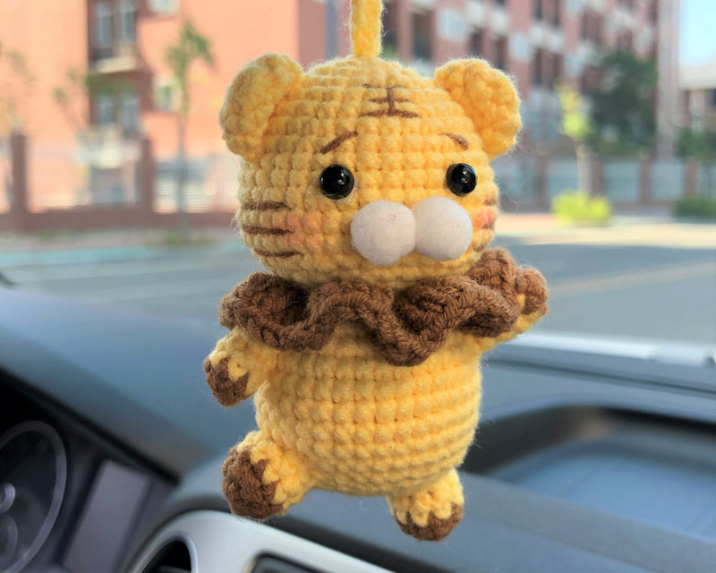 Crochet Car Mirror Hanging Accessory- Tiger