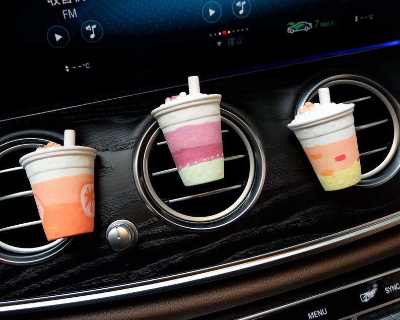 2Pcs Bubble Milk Tea Car Vent Clips