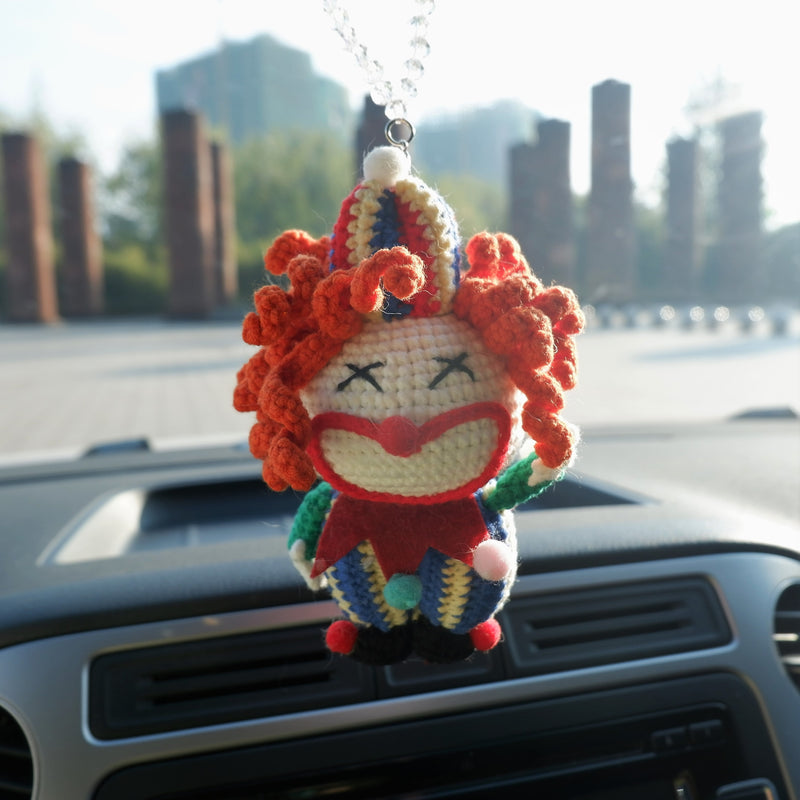 Crochet Car Mirror Hanging Accessory- Clown