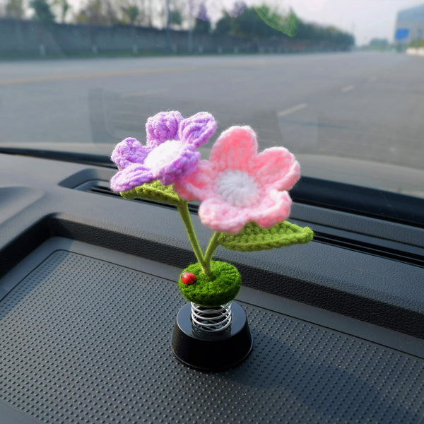 Crochet Car Dashboard Decor- Conjoined Little Flowers