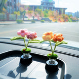 Crochet Car Dashboard Decor- Fluffy Flowers