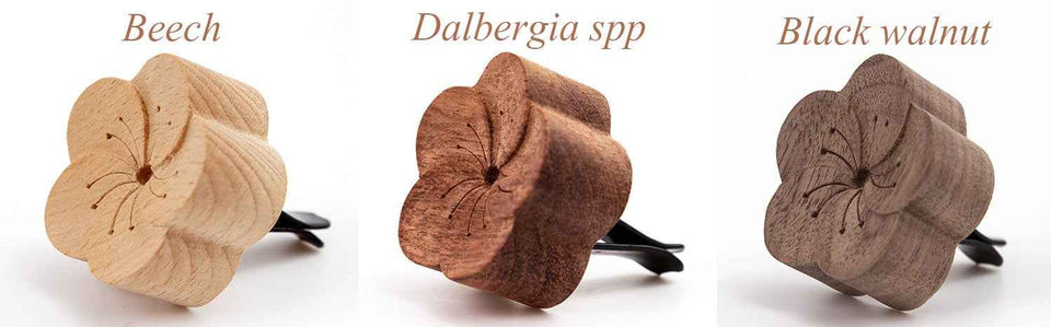 Plum blossom car air freshener vent clips in handmade wooden style