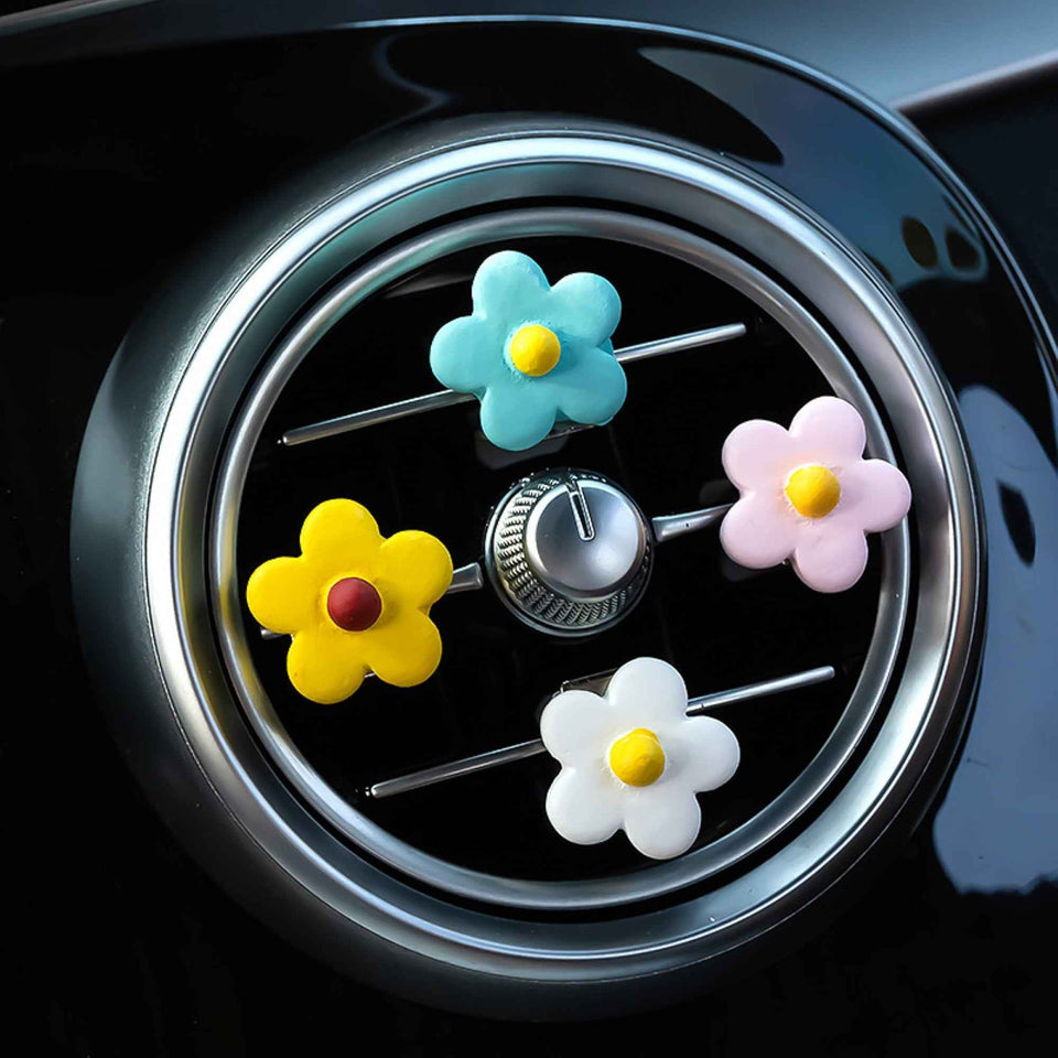 Small flower car air freshener clips in handmade plaster style