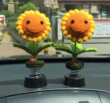 Crochet Car Dashboard Accessories- Smiley Sunflower