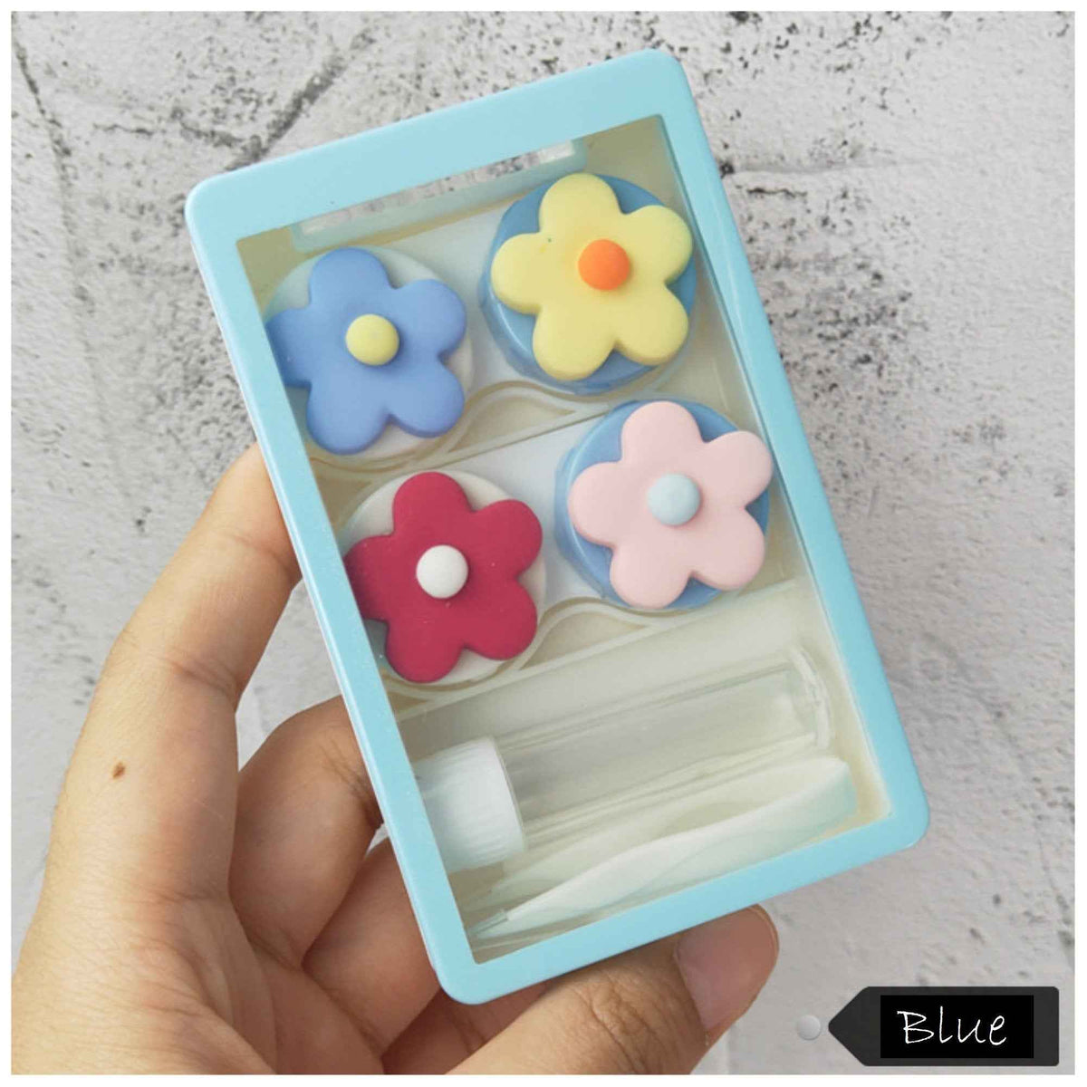 Cute daisy contact lens case set gift for contact lens users
