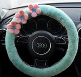 Wool Felt Flowers Fluffy Steering Wheel Cover