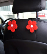 Set of 2 Wool Felt Flowers Car Seat Hooks