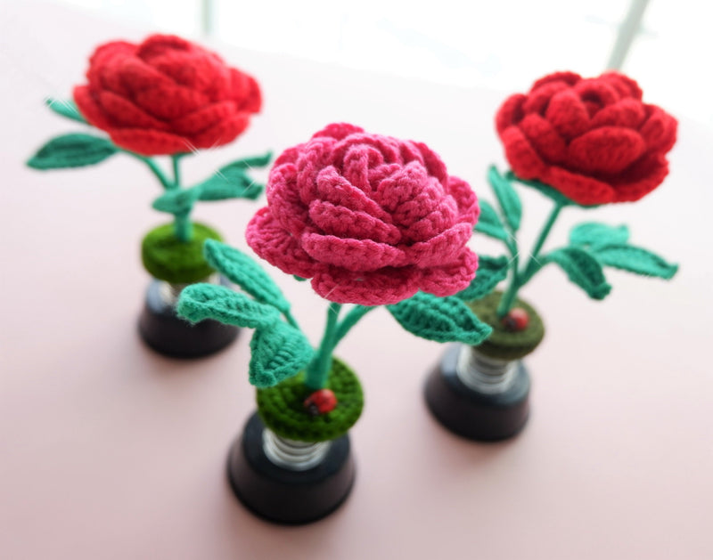 Crochet Car Dashboard Accessories- Rose