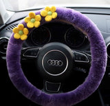 Wool Felt Flowers Fluffy Steering Wheel Cover