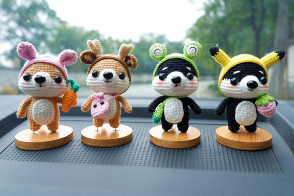 Crochet Car Dashboard Accessories- Husky & Shiba Inu