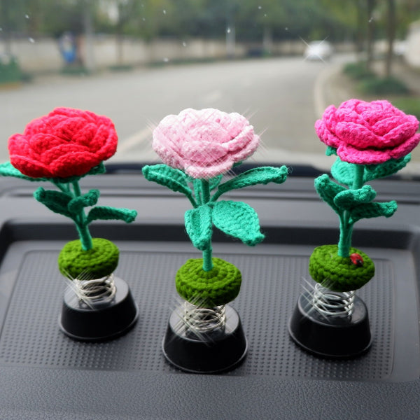 Crochet Car Dashboard Accessories- Rose