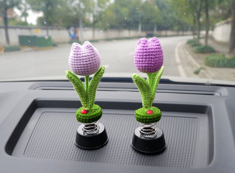 Crochet Car Dashboard Accessories- Tulip