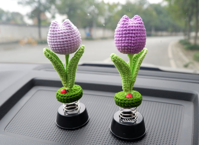 Crochet Car Dashboard Accessories- Tulip