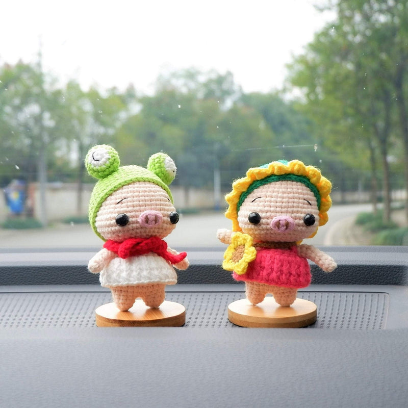 Crochet Car Dashboard Decor- Piggy