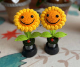 Crochet Car Dashboard Accessories- Smiley Sunflower