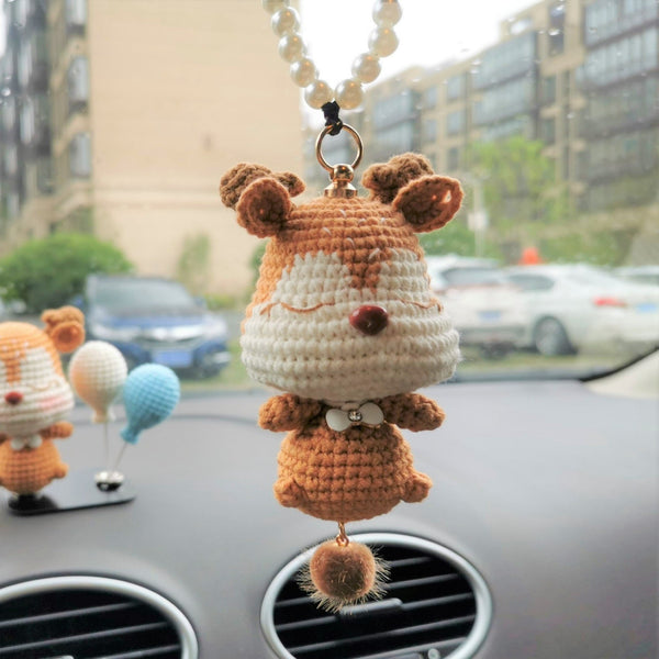 Crochet Car Mirror Hanging Accessory- Deer