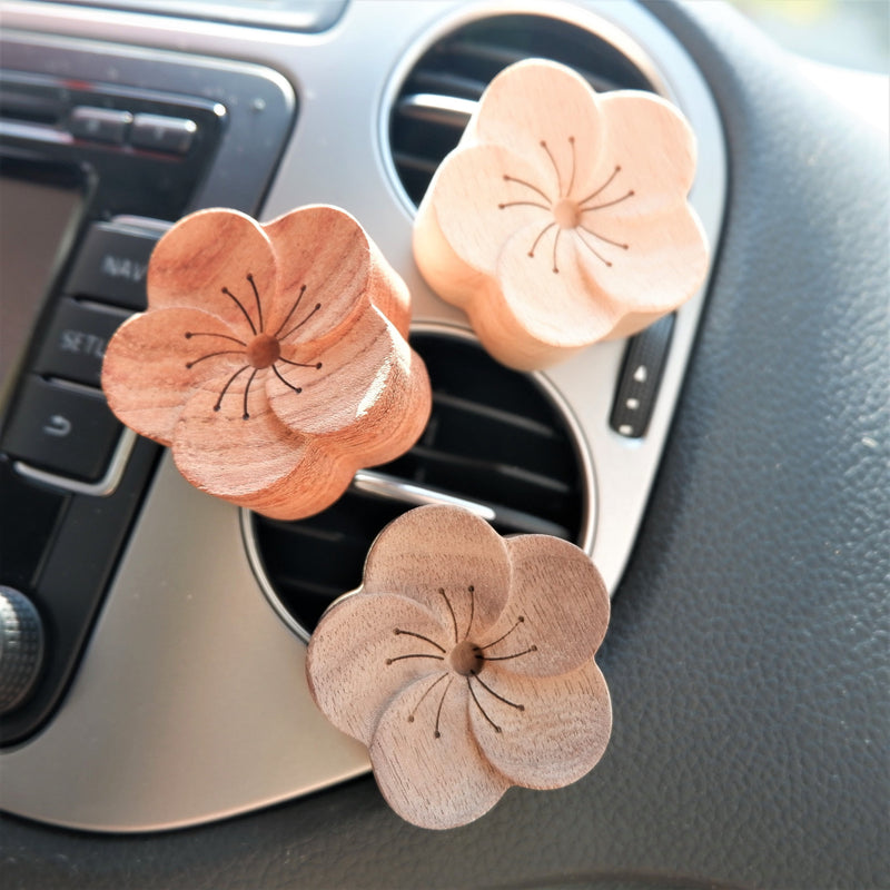 3Pcs Plum-blossom Wooden Vent Clips Air Freshener