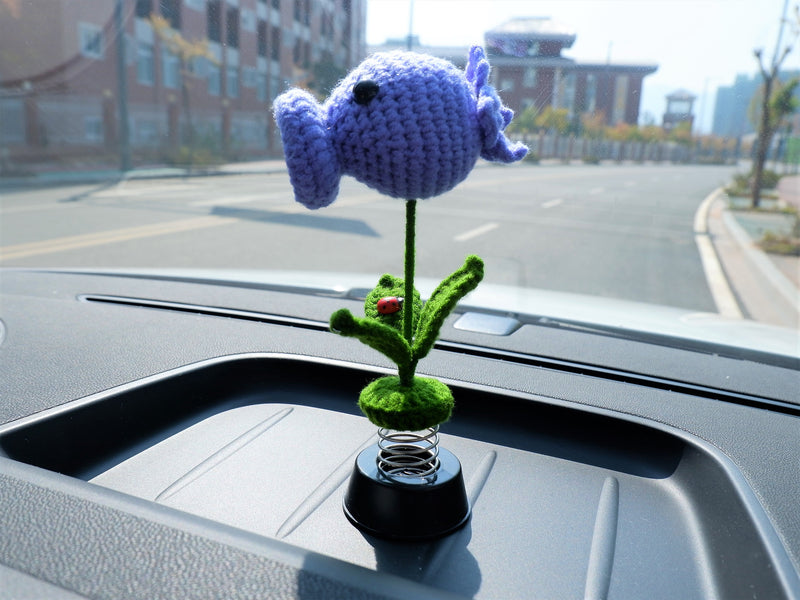 Crochet Dashboard Decor - Snow Pea Shooter