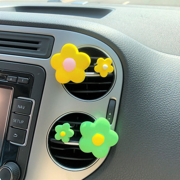 4Pcs Car Air Freshener Vent Clips- Pastel Flowers