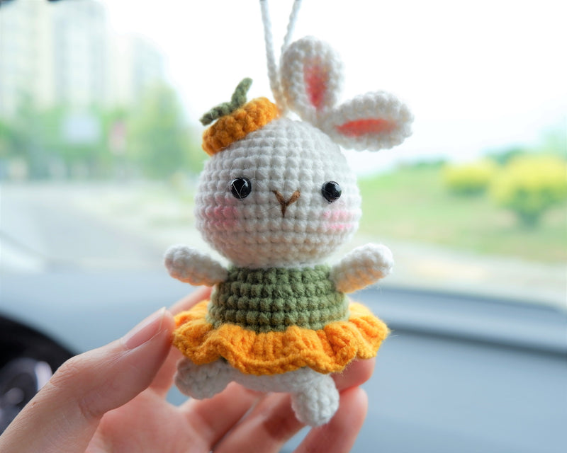 Crochet Car Mirror Hanging Accessory- Bunny