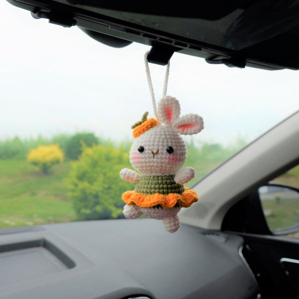 Crochet Car Mirror Hanging Accessory- Bunny