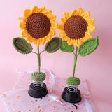 GFSISARTY Handmade Crochet Car Dashboard Ornaments- Sunflower