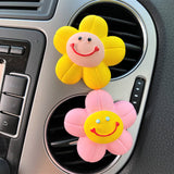 2Pcs Cute Car Vent Clips, Smiley Flower Car Air Freshener, Kawaii Car Accessories for Women, Rainbow Car Vent Diffuser, Car Vent Decor