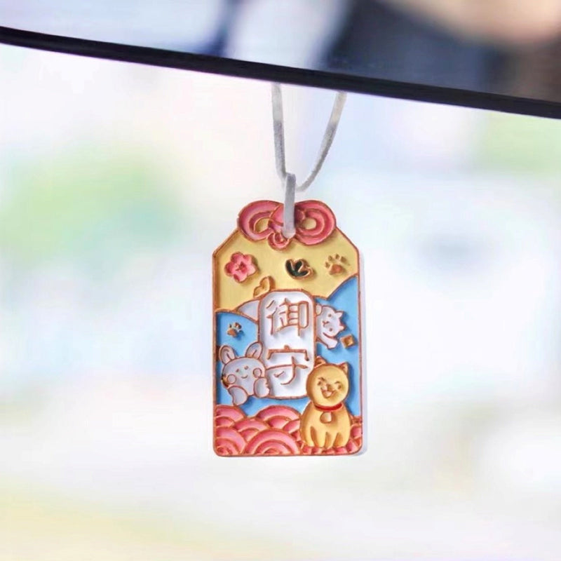 Car Mirror Hanging Accessories, Japanese Amulet Omamori Car Air Freshener Hanging Charm, Good Luck Car Accessories for Health, Wealth, Safe