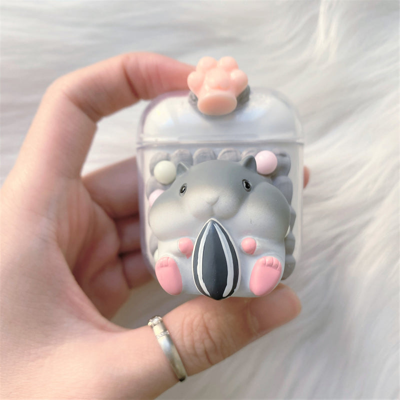 Decoden AirPods Case,  Kawaii Hamster 3D AirPods Case, Custom AirPods Case Cover, Cute Silicone Airpods 2/Pro Case, Anime AirPods Case