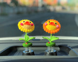 Crochet Ducklings Car Dashboard Decor, Cute Car Accessories for Women, Kawaii Car Air Freshener, Sunflower Car Accessories for Teens