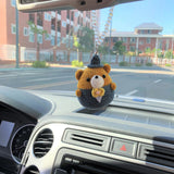 Cute Bear Car Mirror Accessories, Crochet Mr. Bear Car Rear Mirror Hanging Accessories, Kawaii Animal Car Mirror Hanging Charm, Crochet Egg