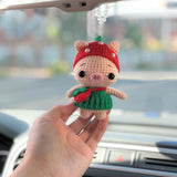 Cute Car Mirror Hanging Accessories, Crochet Strawberry Piggy Car Rear Mirror Accessories, Kawaii Animal Car Interior Decoration